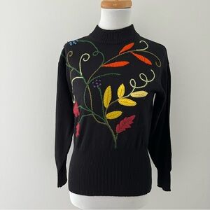 Vintage 80s Embroidered Floral Statement Sweater/Leonard Sport